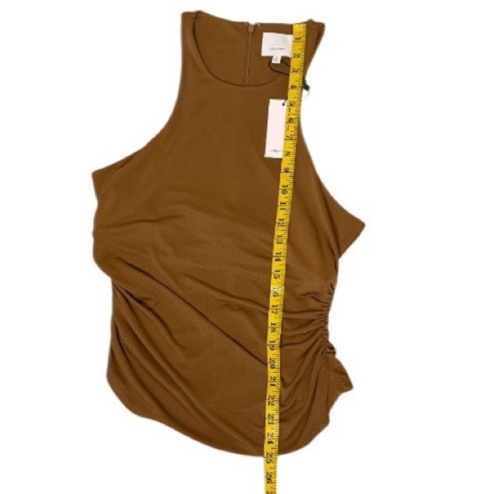 Cinq à Sept Sonya Ruched
Tank Sleeveless Top Curved Hem Racerback Camel Brown XL - Picture 11 of 13
